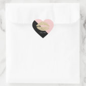 Girly Black Blush Pink Chic Glitter Lips Hart Sticker (Tas)