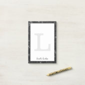 Girly Black Diamond Glitter Glam Monogram Naam Post-it® Notes (Op bureau)