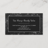 Girly Black Diamond Sparkle Glam Chic Monogram Visitekaartje (Achterkant)
