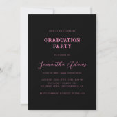 Girly Black en Pink Typografie Foto Afstuderen Kaart (Achterkant)