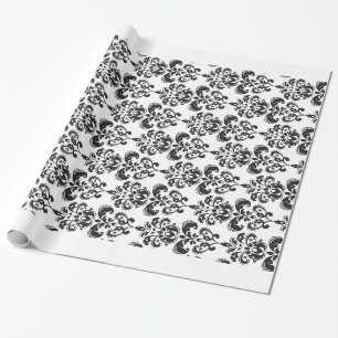Girly Black en White  Damask Pattern 2 Cadeaupapier