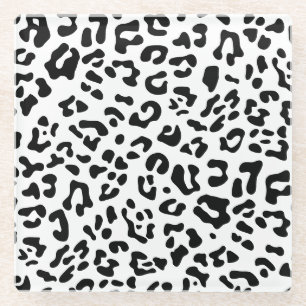 Girly Black en White Leopard Spot Glazen Onderzetter