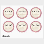 Girly Black Eyelashes Gold Pink Leopard Print Ronde Sticker (Vel)