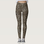 Girly Black Gold Glam Leopard Print Leggings (Voorkant)