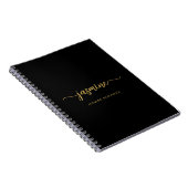Girly Black Gold Modern Script Monogram Notitieboek (Rechterzijde)
