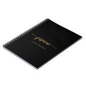 Girly Black Gold Modern Script Monogram Notitieboek (Linkerzijde)