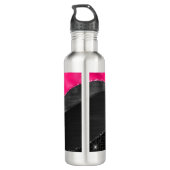 Girly Black Grey Hot Pink Waves Glam Monogram Naam Waterfles (Achterkant)