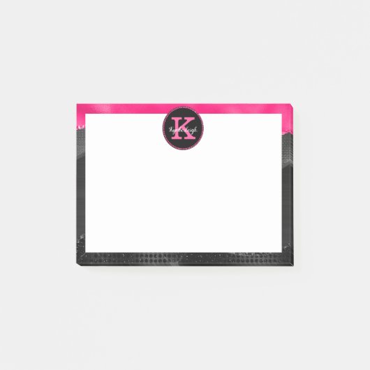 Girly Black Hot Pink Glam Waves Small Retangular Post-it® Notes (Voorkant)