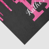 Girly Black Hot Pink Glitter Drift Monogram Naam Tissuepapier (Detail)