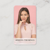 Girly Black Pink Typography Script QR-code Visitekaartje (Voorkant)