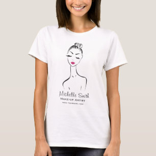 Girly Black Pink Wimper & Beauty Salon Lijn Kunst  T-shirt