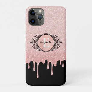 Girly Black Roos Gold Glitter Drieogrammen iPhone 11 Pro Hoesje