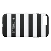 Girly Black White Stripes Aangepaste naam Monogram Case-Mate iPhone Case (Achterkant (Horizontaal))