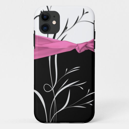 Girly Black, White Swirls Pink Ribbon iPhone5 Case-Mate iPhone Case (Achterkant)