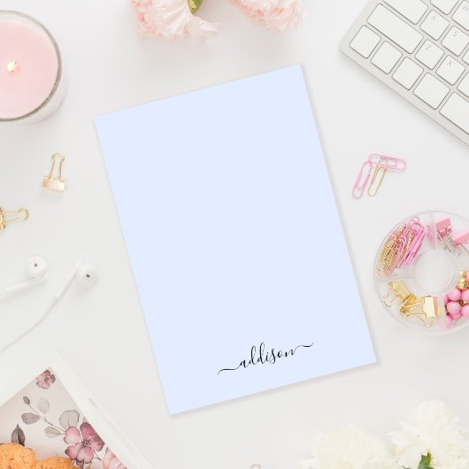 Girly Blauw Monogram Modern Script Gepersonaliseer Post-it® Notes