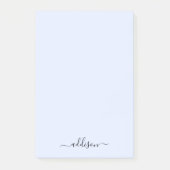 Girly Blauw Monogram Modern Script Gepersonaliseer Post-it® Notes (Voorkant)