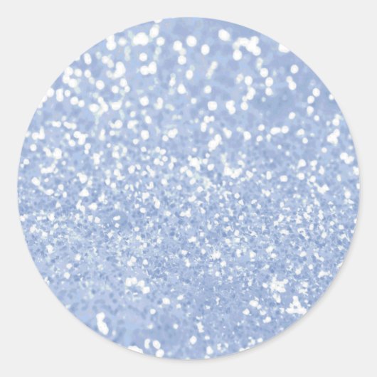 Girly Blauw Wit Abstract Glitter Fotoprint Ronde Sticker (Voorkant)