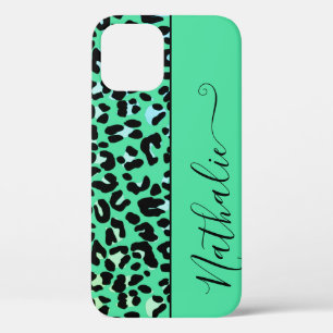 Girly Blauwgroen Dierenprint Patroon Aangepaste Na iPhone 12 Hoesje