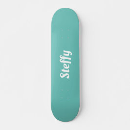 Girly blauwgroen en wit gepersonaliseerde naam ska skateboard