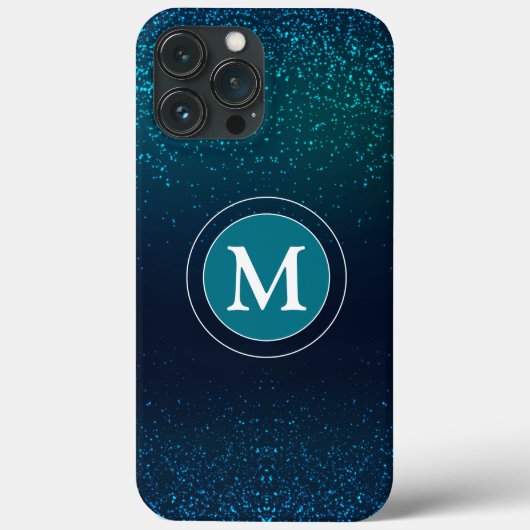 Girly Blauwgroen Glitter Sparkly Monogram Case-Mate iPhone Case (Achterkant)