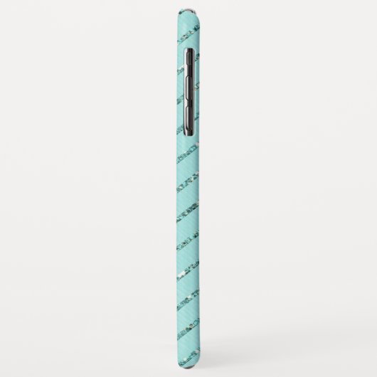 Girly Blauwgroen Turqoise Glitter Stripes Monogram Case-Mate iPhone Case (Achterkant/links)