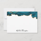 Girly Blauwgroen Velvet Agate Geode Script Typogra Notitiekaartje (Voorkant)