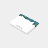 Girly Blauwgroen Velvet Agate Geode Script Typogra Post-it® Notes (Schuin)