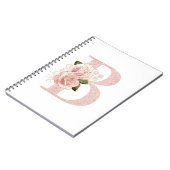 Girly Bleek Roos Gold Glitter Floral Monogram B Notitieboek (Linkerzijde)