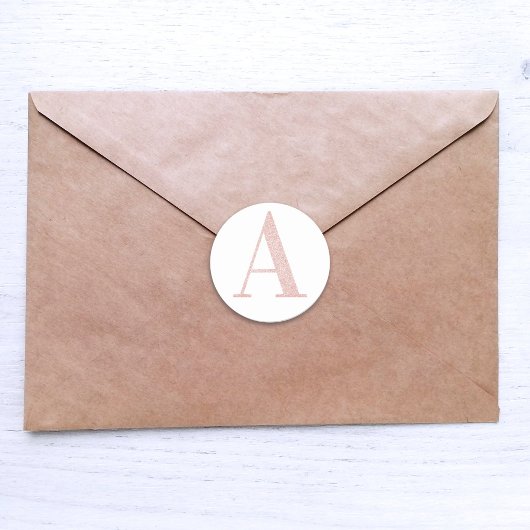 Girly Bleek Roos Gold Glitter Monogram A Ronde Sticker