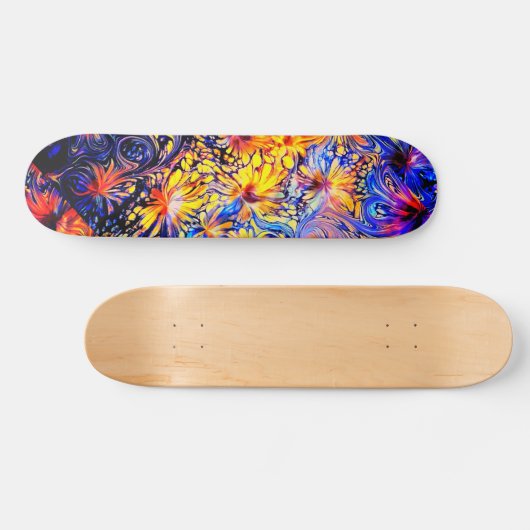 Girly Bloemen Blauwe Godin Kunst Skateboard Deck (Horizontaal)