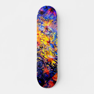 Girly Bloemen Blauwe Godin Kunst Skateboard Deck
