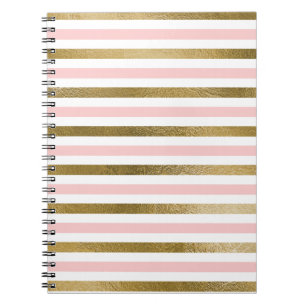 Girly bloost het Roze, Witte en Gouden Patroon van Notitieboek