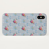 Girly Blue Bows  roze Rose Floral Pattern Case-Mate iPhone Case (Achterkant (horizontaal))