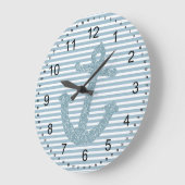 Girly Blue Glitter Anker Grote Klok (Hoek)