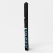 Girly Blue Glitter Black Damask persoonlijk Case-Mate iPhone Case (Achterkant/links)