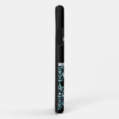 Girly Blue Glitter Black Damask persoonlijk Case-Mate iPhone Case (Achterkant/rechts)