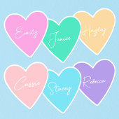 Girly Blue Heart Sticker met naam