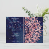 Girly Blue Pink Mandala Floral Kaart (Staand voorkant)