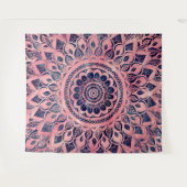 Girly Blue Pink Mandala Floral Wandkleed (Voorkant (horizontaal))