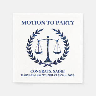 Girly Blue Sparkle Law School Afstuderen Servet
