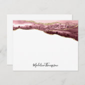 Girly Blush Gold Agate Geode Script Typography Notitiekaartje (Voorkant / Achterkant)