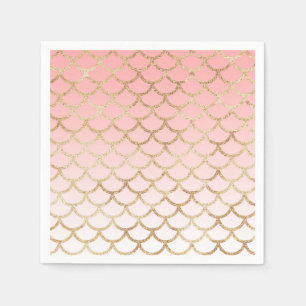 Girly Blush Pink and Gold Mermaid Glitter Sparkles Servet