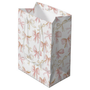 Girly Blush Pink Bows Baby shower Medium Cadeauzakje