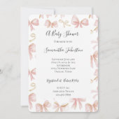 Girly Blush Pink Bows Chic Baby shower Kaart (Voorkant)