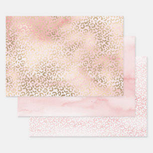 Girly Blush Pink Glam Gold Leopard Print Inpakpapier Vel