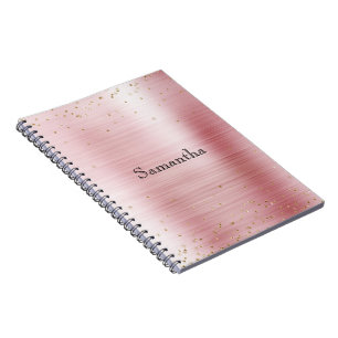 Girly Blush Pink Glam Gold Sparkle Confetti Notitieboek