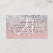 Girly Blush Pink Glitter Marble Monogram Makeup Visitekaartje (Achterkant)
