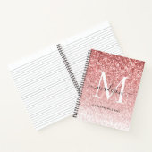 Girly Blush Pink Glitter Sparkle Chic Monogram Notitieboek (Binnen)