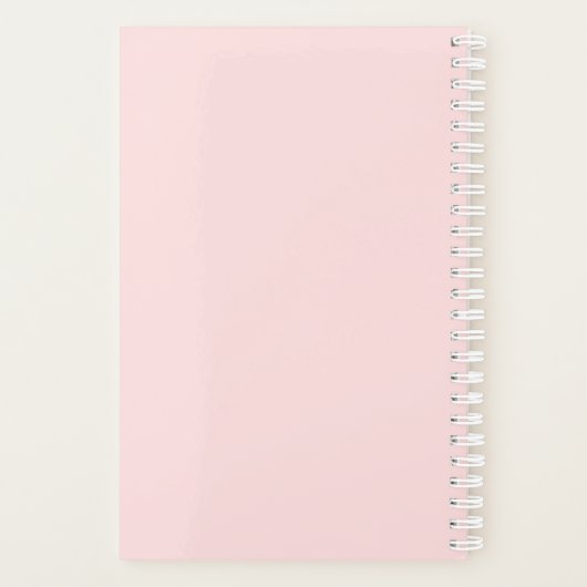 Girly Blush Pink Gold Custom Monogram Planner (Achterkant)
