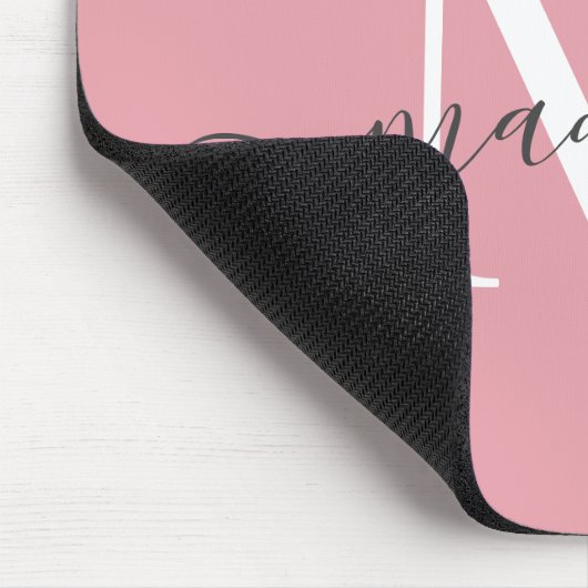 Girly Blush Pink Grey Monogram Elegant Chic Script Muismat (Hoek)
